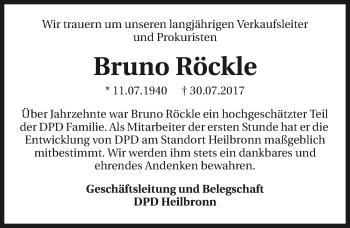 Traueranzeige von Bruno Röckle 