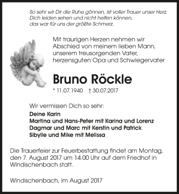 Traueranzeige von Bruno Röckle 