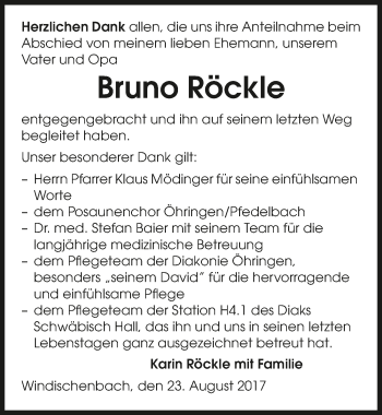 Traueranzeige von Bruno Röckle 