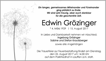 Traueranzeige von Edwin Grözinger 
