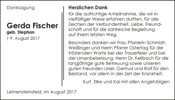 Traueranzeige von Gerda Fischer 