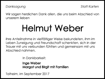 Traueranzeige von Helmut Weber 