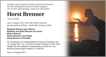 Traueranzeige von Horst Brenner 