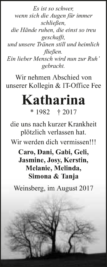 Traueranzeige von Katharina  