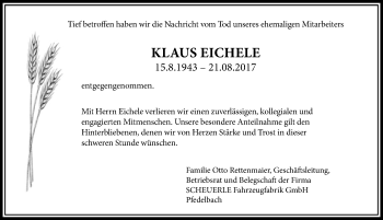 Traueranzeige von Klaus Eichele 