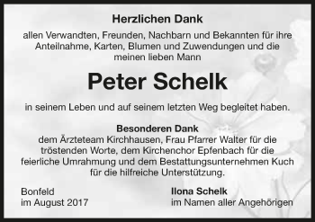 Traueranzeige von Peter Schelk 