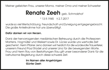 Traueranzeige von Renate Zeeh 