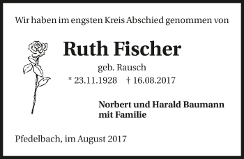 Traueranzeige von Ruth Fischer 