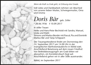 Traueranzeige von Doris Bär 