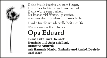 Traueranzeige von Eduard Sandel 