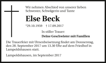 Traueranzeige von Else Beck 