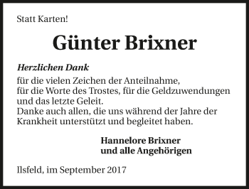 Traueranzeige von Günter Brixner 