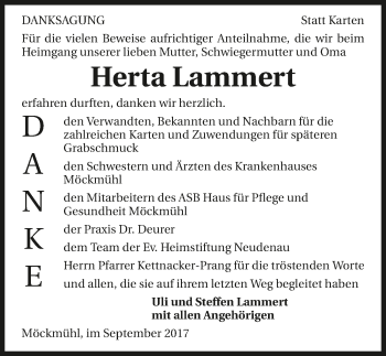 Traueranzeige von Herta Lammert 