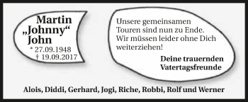 Traueranzeige von Martin John 