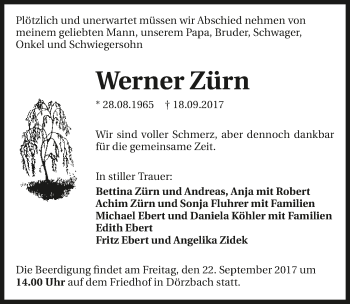 Traueranzeige von Werner Zürn 