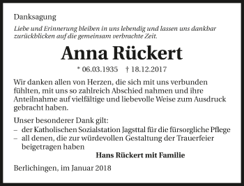 Traueranzeige von Anna Rückert 