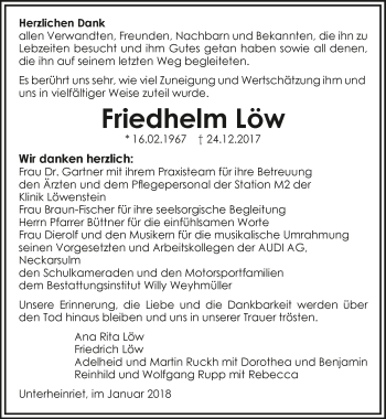 Traueranzeige von Friedhelm Löw 
