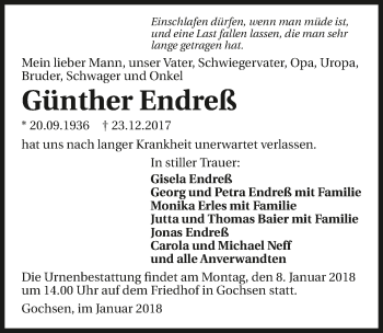 Traueranzeige von Günther Endreß 
