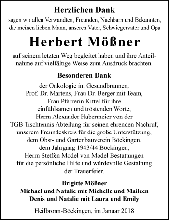 Traueranzeige von Herbert Mößner