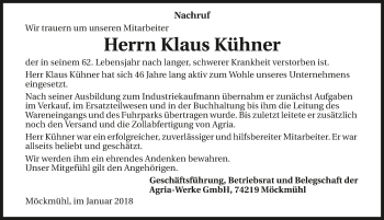 Traueranzeige von Klaus Kühner 