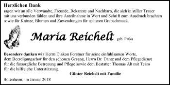 Traueranzeige von Maria Reichelt 