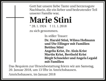 Traueranzeige von Marie Stini 