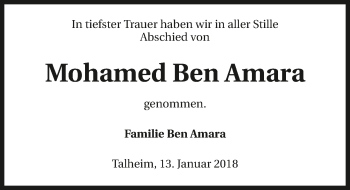 Traueranzeige von Mohamed Ben Amara 