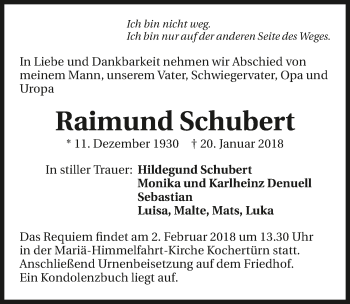 Traueranzeige von Raimund Schubert