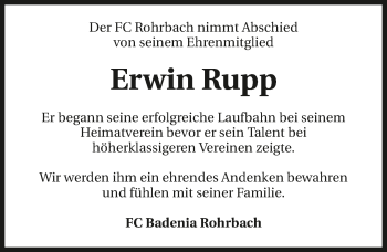 Traueranzeige von Erwin Rupp 