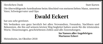 Traueranzeige von Ewald Eckert 