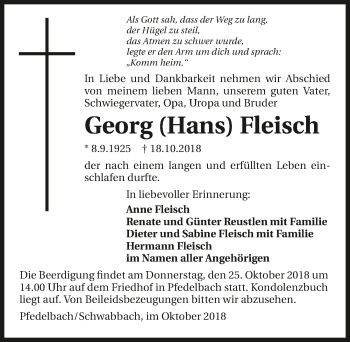 Traueranzeige von Georg Fleisch 