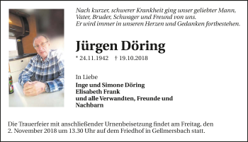 Traueranzeige von Jürgen Döring 