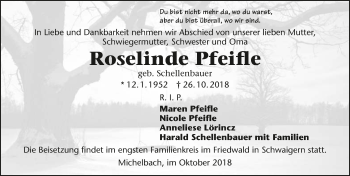 Traueranzeige von Roselinde Pfeifle 