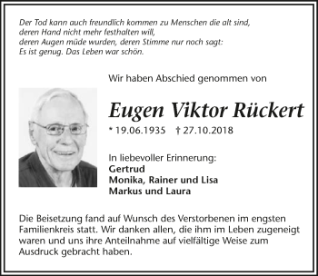 Traueranzeige von Eugen Viktor Rückert 