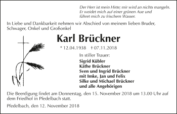 Traueranzeige von Karl Brückner 