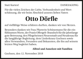 Traueranzeige von Otto Dörfle 