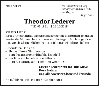 Traueranzeige von Theo Lederer 