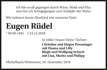 Traueranzeige von Eugen Rüdel 