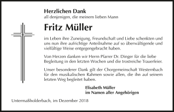 Traueranzeige von Fritz Müller 