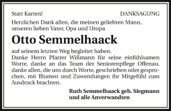 Traueranzeige von Otto Semmelhaack 