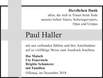 Traueranzeige von Paul Haller 