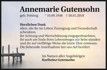 Traueranzeige von Annemarie Gutensohn 