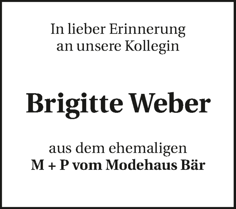  Traueranzeige für Brigitte Weber vom 22.02.2018 aus 