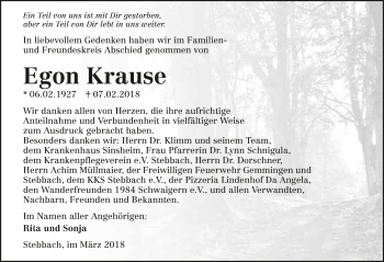 Traueranzeige von Egon Krause 