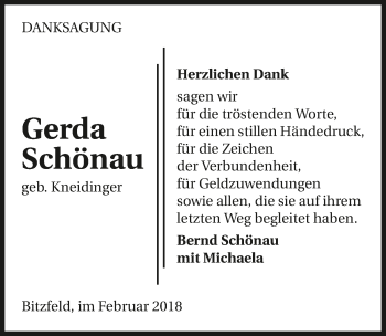 Traueranzeige von Gerda Schönau 