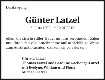Traueranzeige von Günter Latzel 