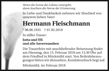 Traueranzeige von Hermann Fleischmann 