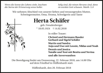 Traueranzeige von Herta Schäfer 