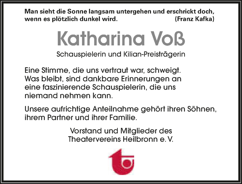  Traueranzeige für Katharina Voß vom 01.03.2018 aus 