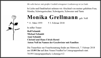 Traueranzeige von Monika Grellmann 